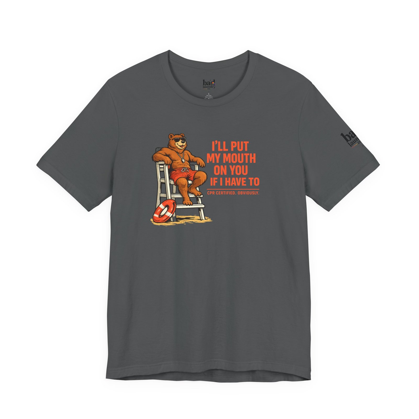 Funny Lifeguard Bear T-Shirt for Men | I'll Put My Mouth on You If I Have To CPR Certified Obviously | Gay Bear Humor Tee - Image 37