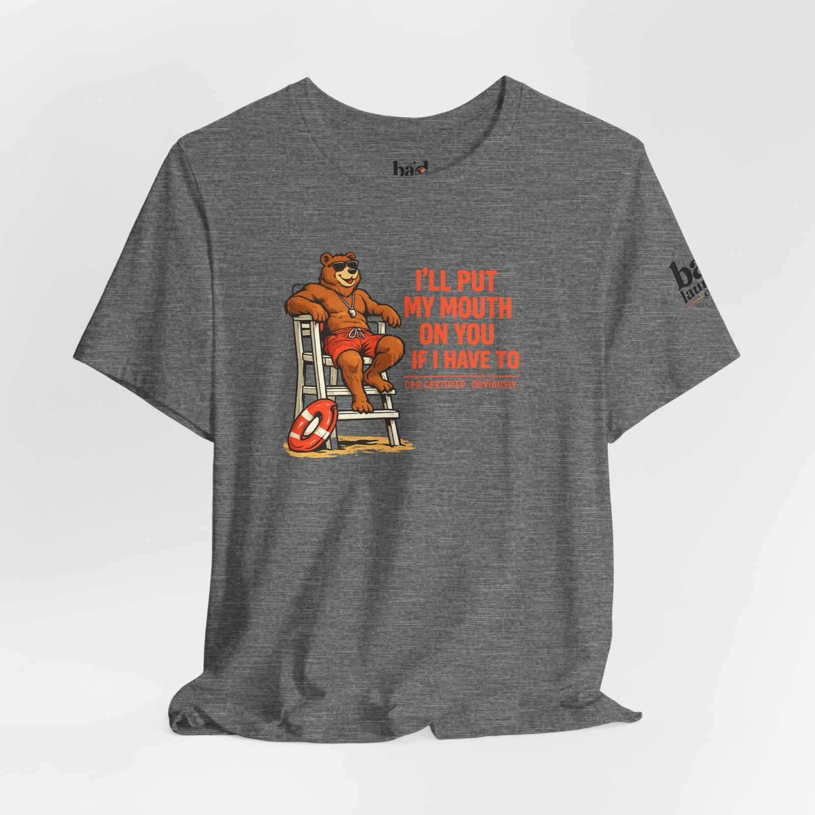 Funny Lifeguard Bear T-Shirt for Men | I'll Put My Mouth on You If I Have To CPR Certified Obviously | Gay Bear Humor Tee - Image 15