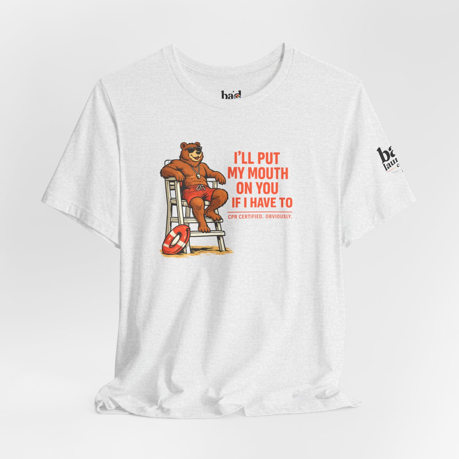 Funny Lifeguard Bear T-Shirt for Men | I'll Put My Mouth on You If I Have To CPR Certified Obviously | Gay Bear Humor Tee - Image 9