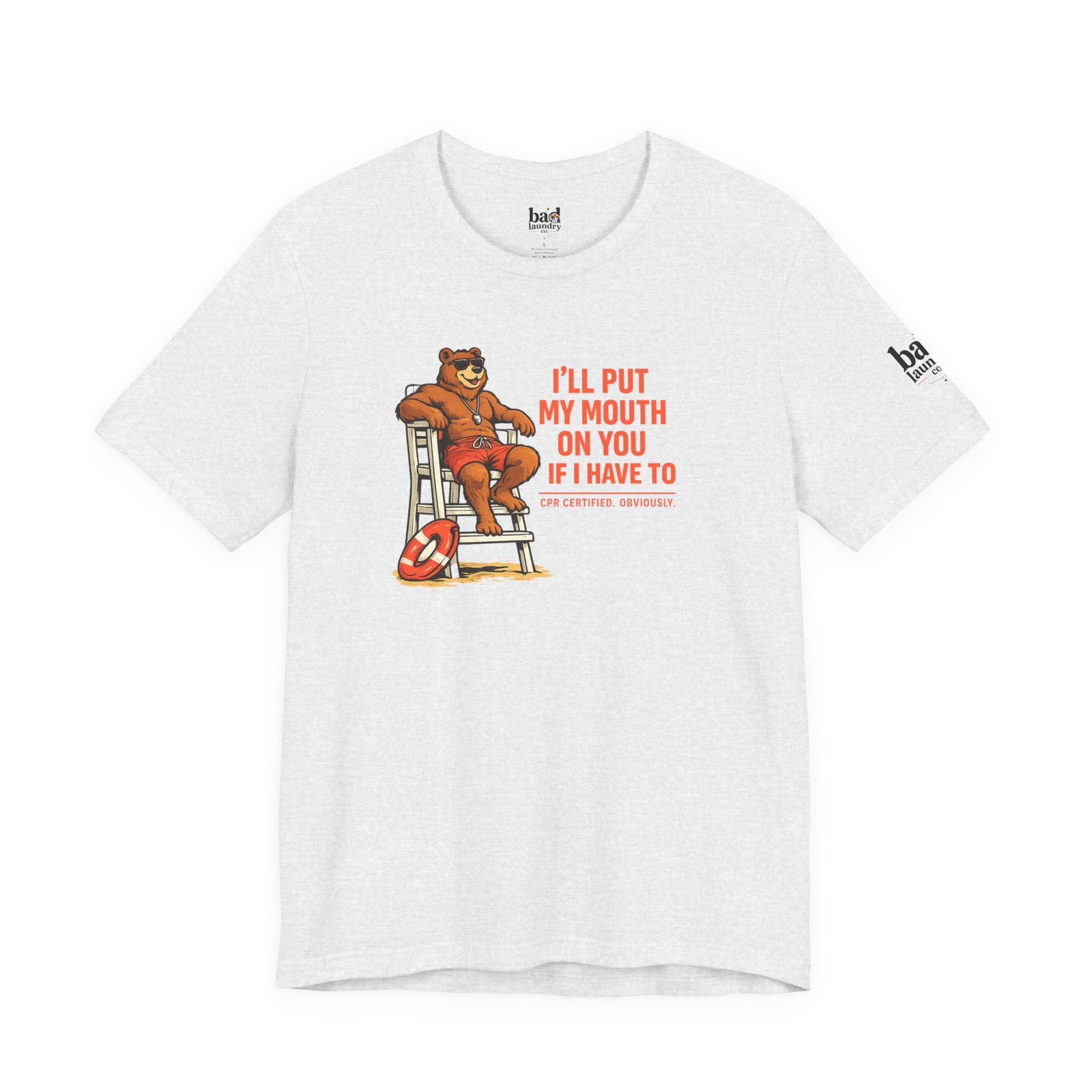 Funny Lifeguard Bear T-Shirt for Men | I'll Put My Mouth on You If I Have To CPR Certified Obviously | Gay Bear Humor Tee - Image 7