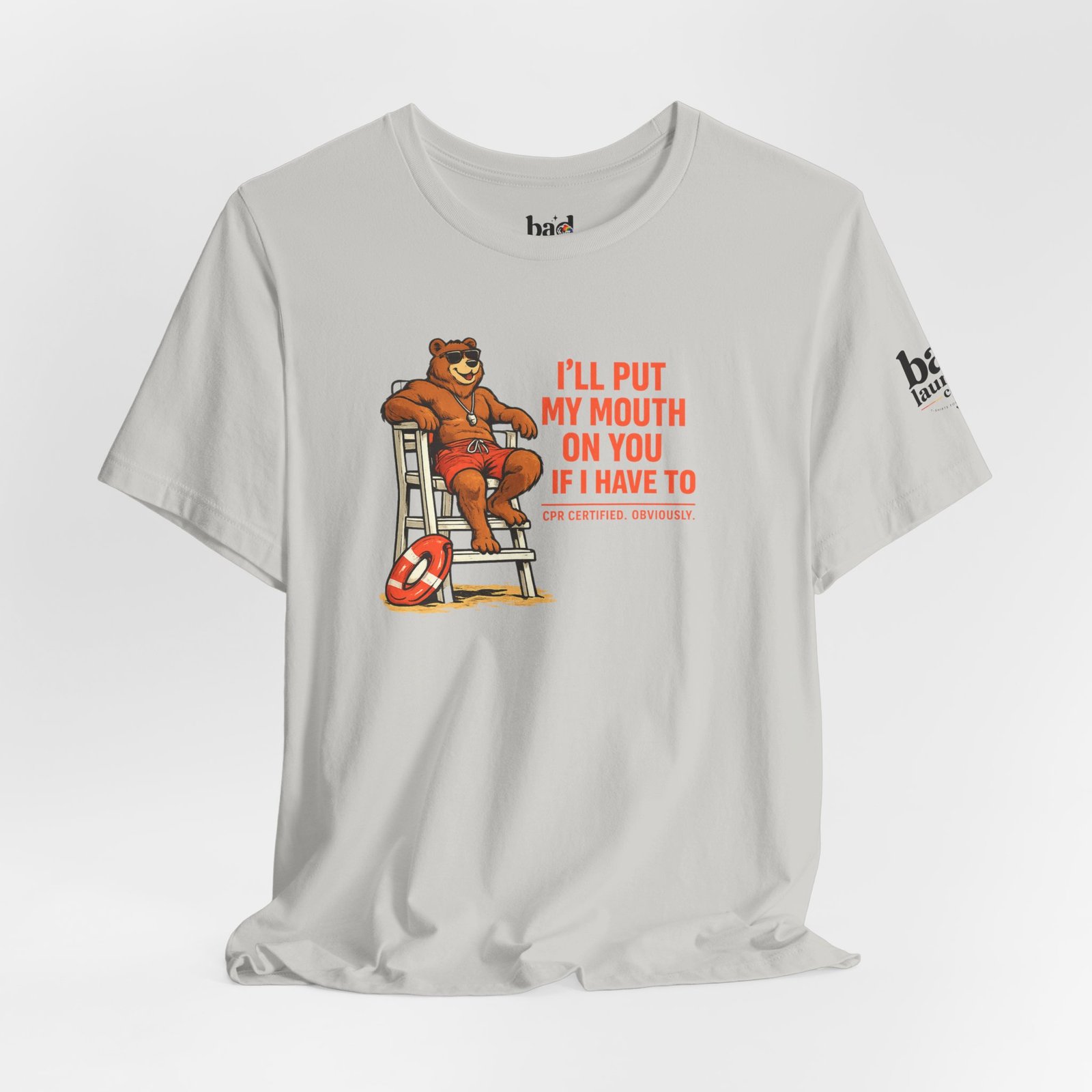 Funny Lifeguard Bear T-Shirt for Men | I'll Put My Mouth on You If I Have To CPR Certified Obviously | Gay Bear Humor Tee - Image 21