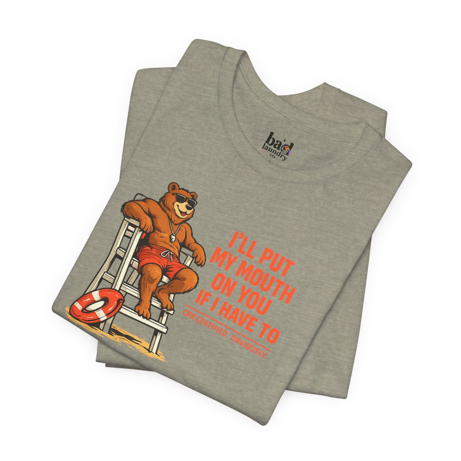 Funny Lifeguard Bear T-Shirt for Men | I'll Put My Mouth on You If I Have To CPR Certified Obviously | Gay Bear Humor Tee - Image 23
