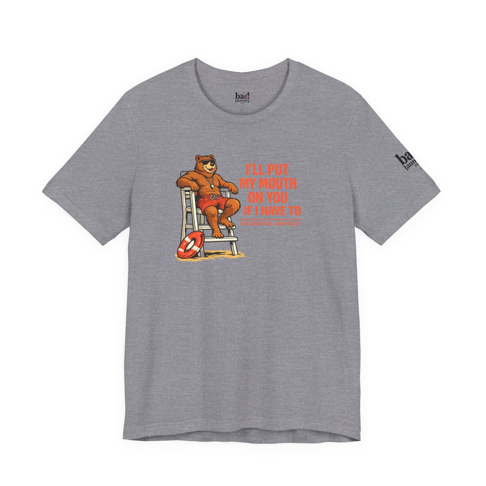 Funny Lifeguard Bear T-Shirt for Men | I'll Put My Mouth on You If I Have To CPR Certified Obviously | Gay Bear Humor Tee - Image 34