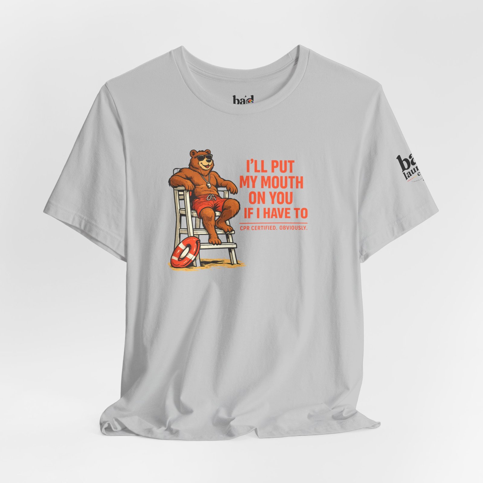 Funny Lifeguard Bear T-Shirt for Men | I'll Put My Mouth on You If I Have To CPR Certified Obviously | Gay Bear Humor Tee - Image 12