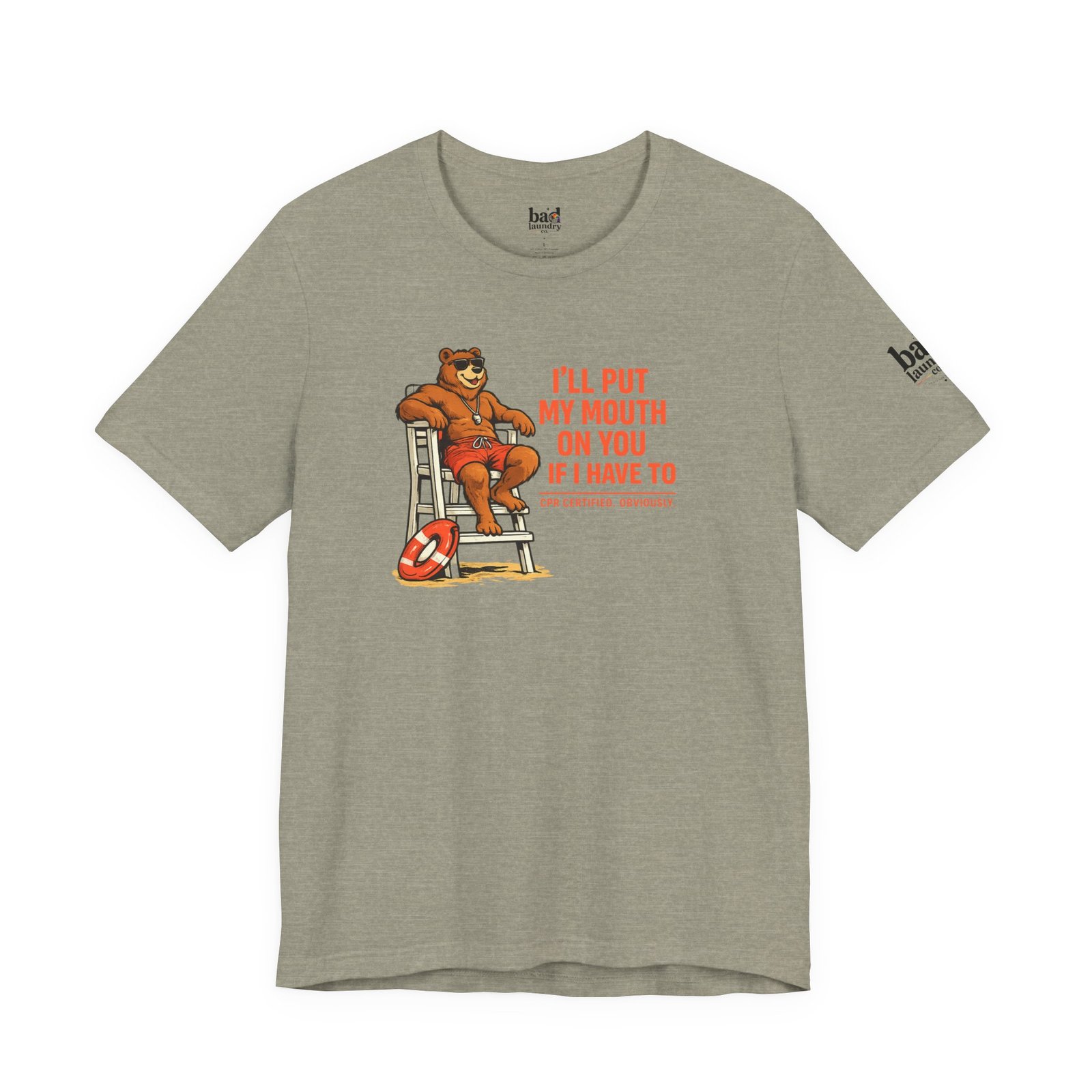 Funny Lifeguard Bear T-Shirt for Men | I'll Put My Mouth on You If I Have To CPR Certified Obviously | Gay Bear Humor Tee - Image 22
