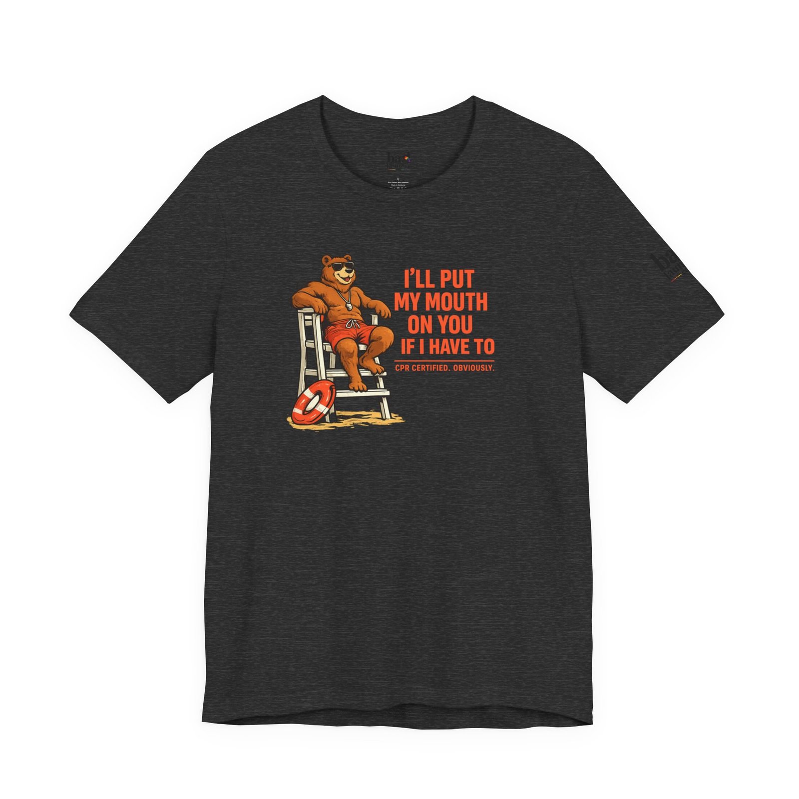 Funny Lifeguard Bear T-Shirt for Men | I'll Put My Mouth on You If I Have To CPR Certified Obviously | Gay Bear Humor Tee - Image 40