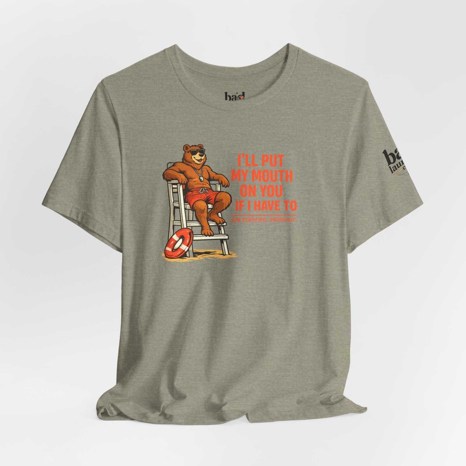 Funny Lifeguard Bear T-Shirt for Men | I'll Put My Mouth on You If I Have To CPR Certified Obviously | Gay Bear Humor Tee - Image 24