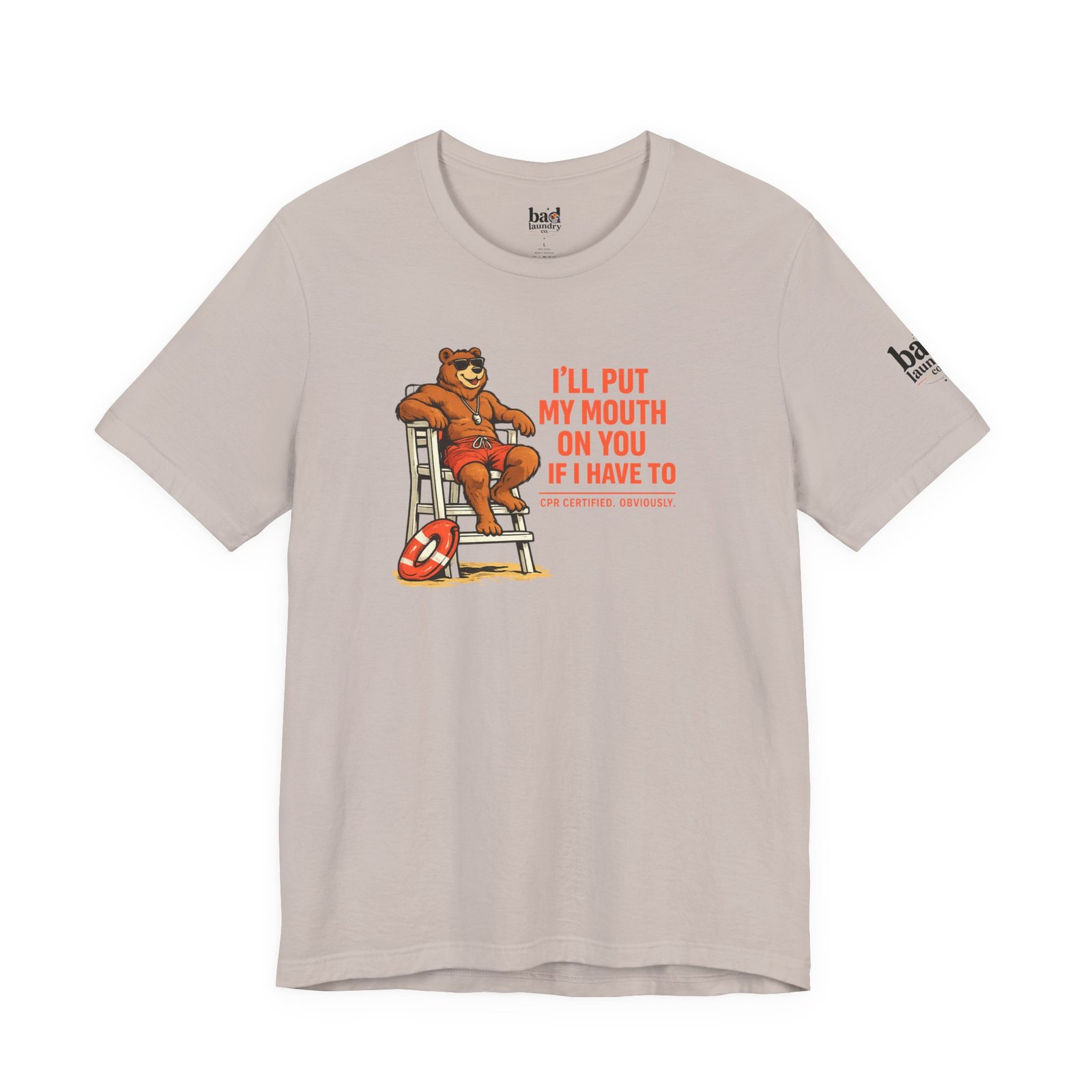 Funny Lifeguard Bear T-Shirt for Men | I'll Put My Mouth on You If I Have To CPR Certified Obviously | Gay Bear Humor Tee - Image 28