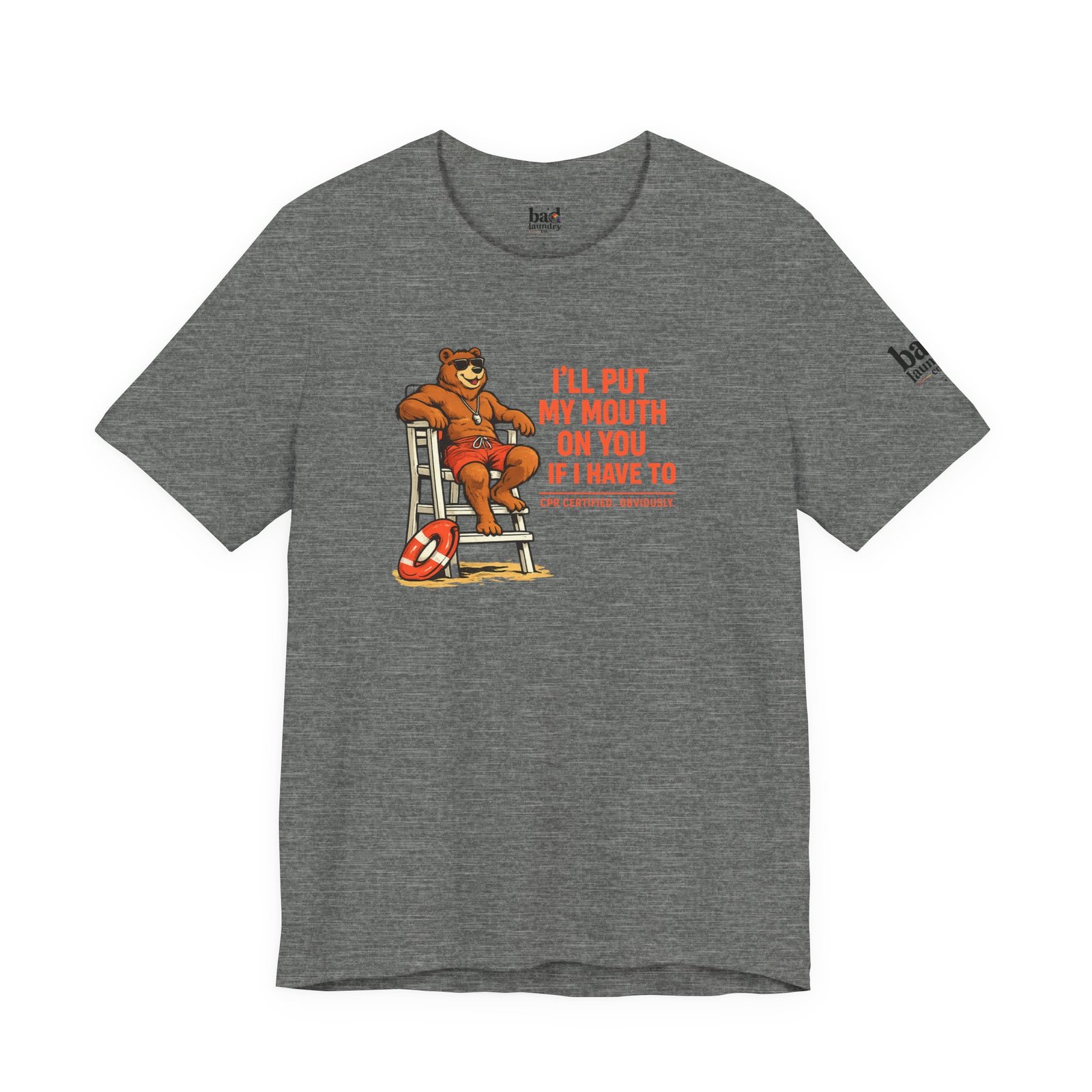 Funny Lifeguard Bear T-Shirt for Men | I'll Put My Mouth on You If I Have To CPR Certified Obviously | Gay Bear Humor Tee - Image 13