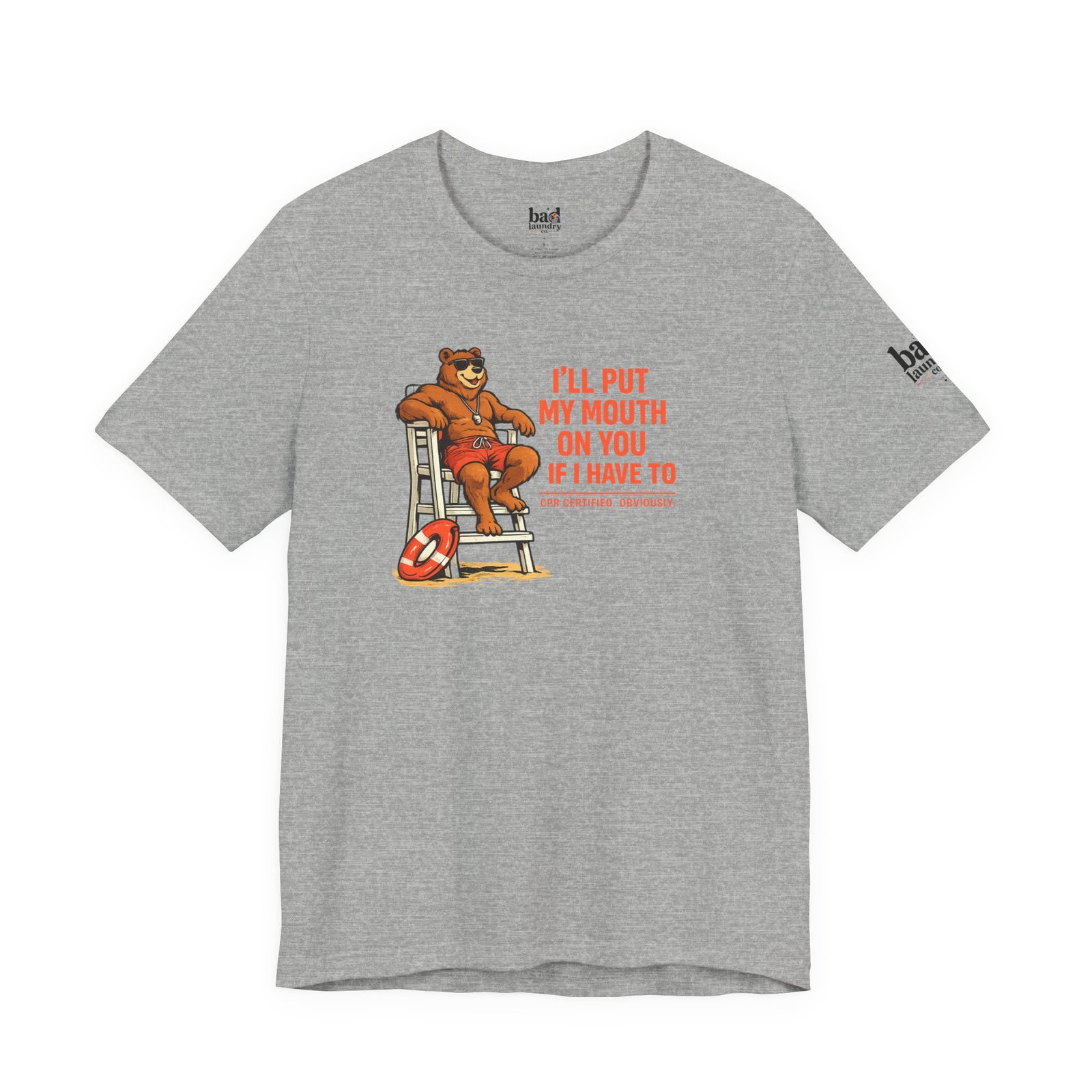 Funny Lifeguard Bear T-Shirt for Men | I'll Put My Mouth on You If I Have To CPR Certified Obviously | Gay Bear Humor Tee - Image 31