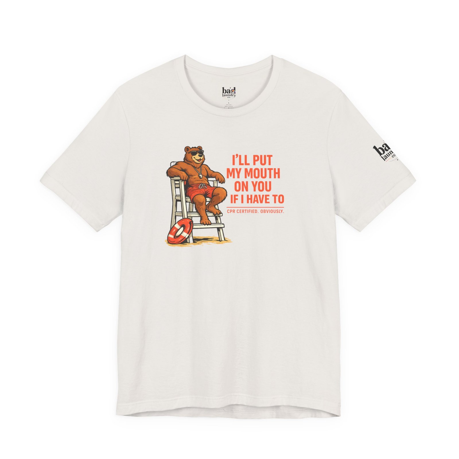 Funny Lifeguard Bear T-Shirt for Men | I'll Put My Mouth on You If I Have To CPR Certified Obviously | Gay Bear Humor Tee - Image 16