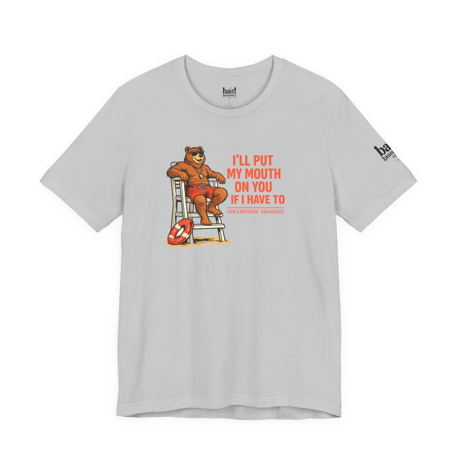 Funny Lifeguard Bear T-Shirt for Men | I'll Put My Mouth on You If I Have To CPR Certified Obviously | Gay Bear Humor Tee - Image 10