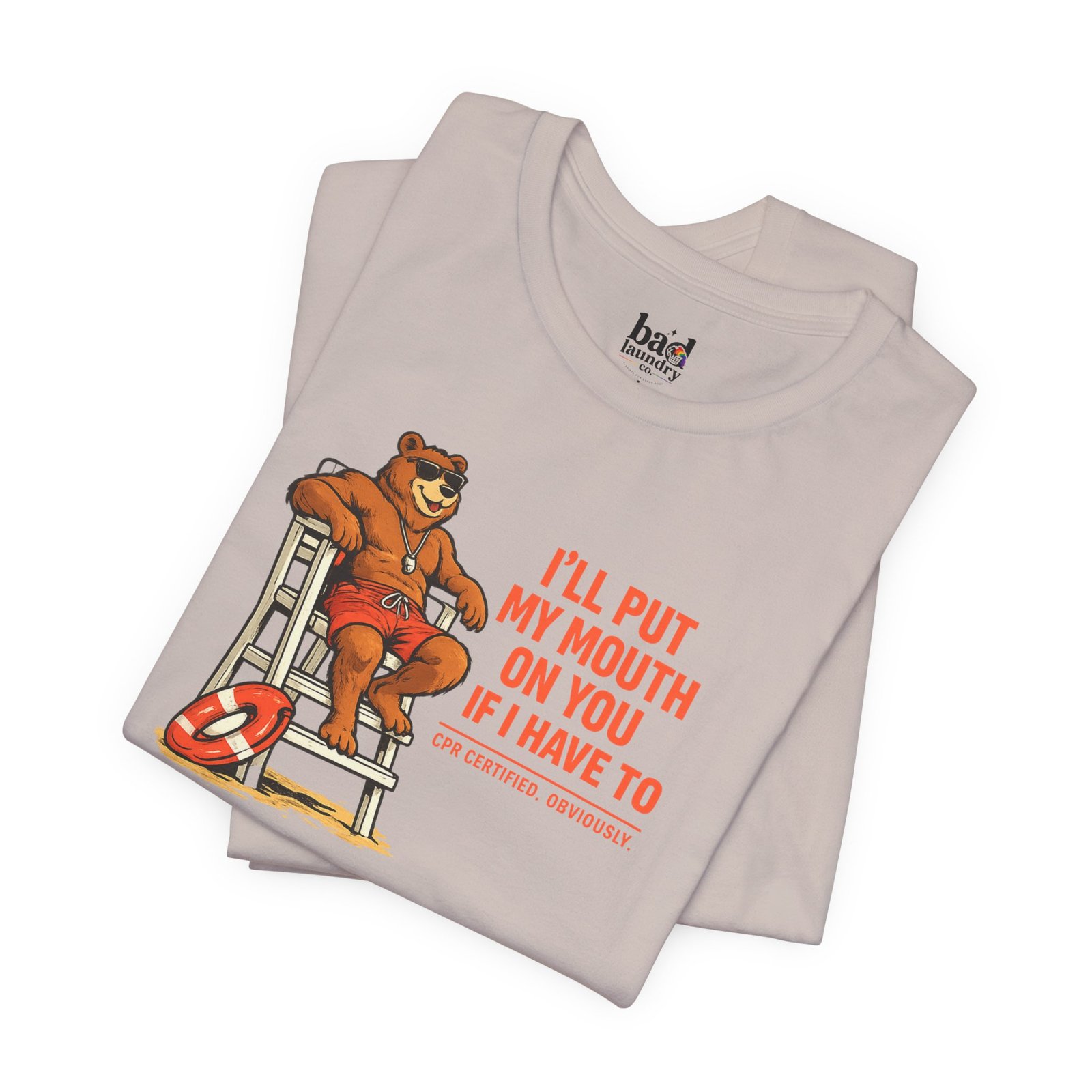 Funny Lifeguard Bear T-Shirt for Men | I'll Put My Mouth on You If I Have To CPR Certified Obviously | Gay Bear Humor Tee - Image 29