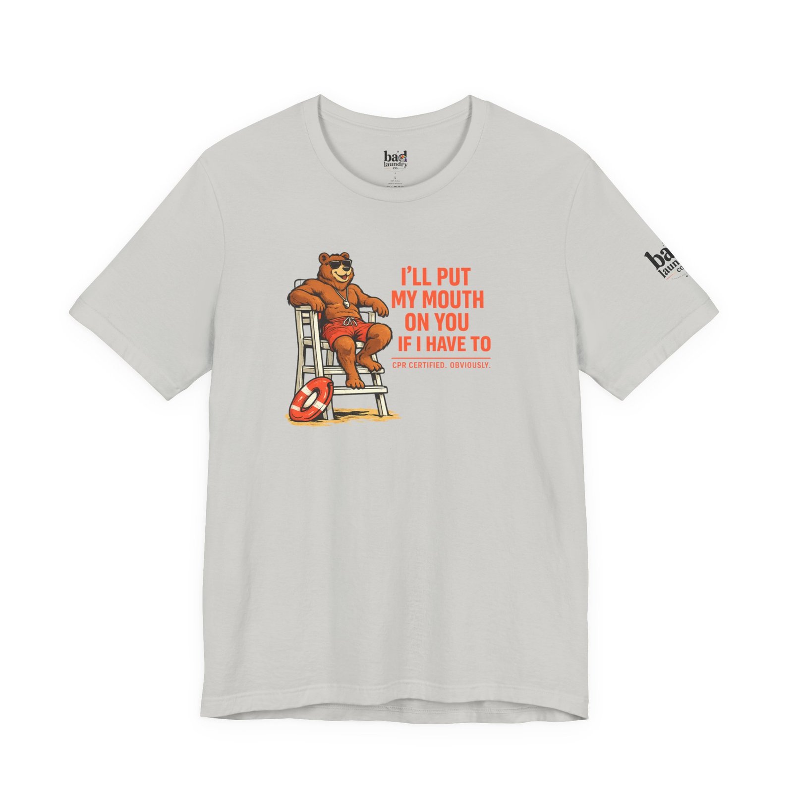 Funny Lifeguard Bear T-Shirt for Men | I'll Put My Mouth on You If I Have To CPR Certified Obviously | Gay Bear Humor Tee - Image 19