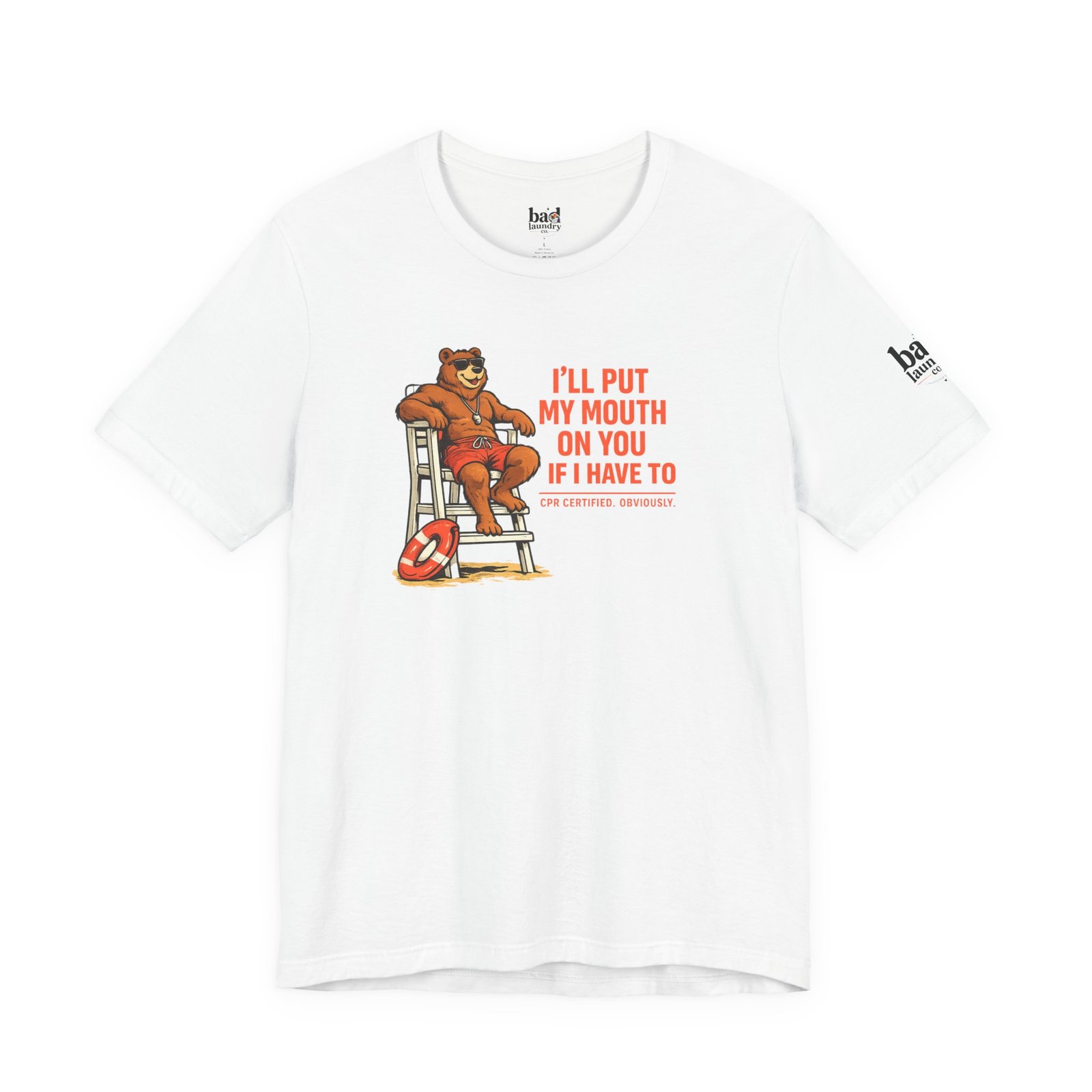 Funny Lifeguard Bear T-Shirt for Men | I'll Put My Mouth on You If I Have To CPR Certified Obviously | Gay Bear Humor Tee - Image 4