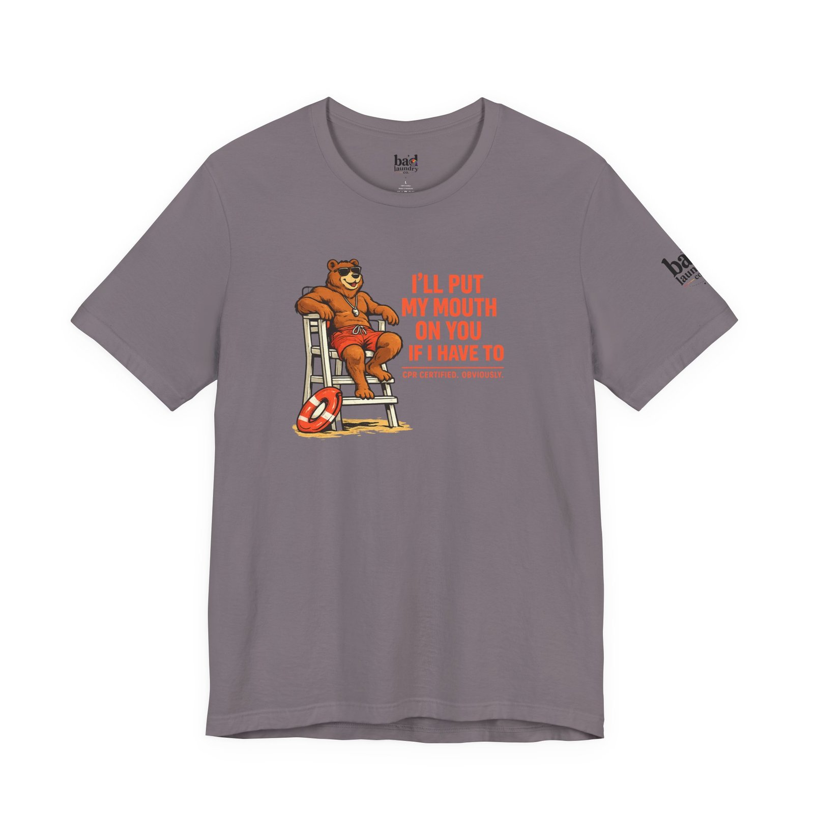 Funny Lifeguard Bear T-Shirt for Men | I'll Put My Mouth on You If I Have To CPR Certified Obviously | Gay Bear Humor Tee - Image 43