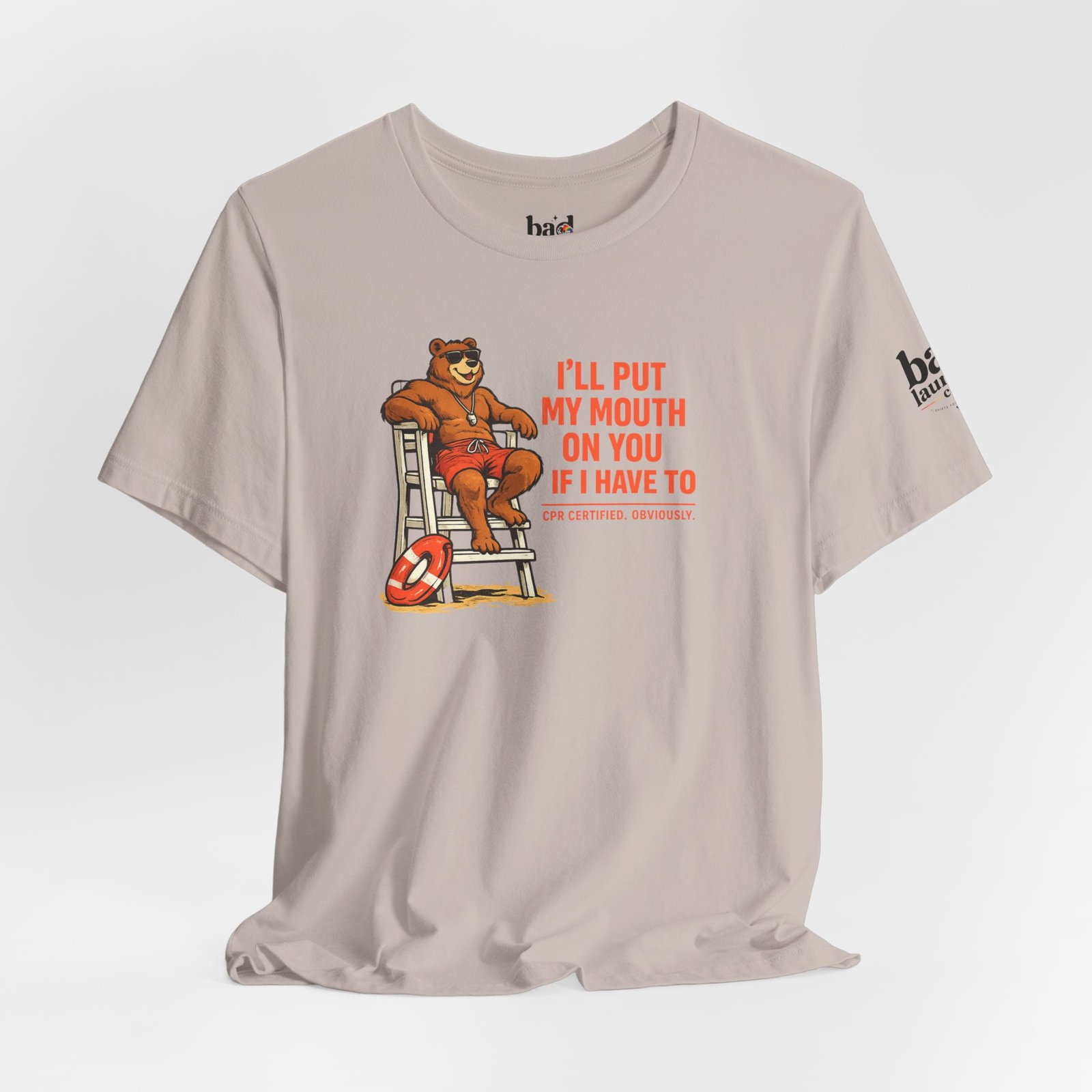 Funny Lifeguard Bear T-Shirt for Men | I'll Put My Mouth on You If I Have To CPR Certified Obviously | Gay Bear Humor Tee - Image 30