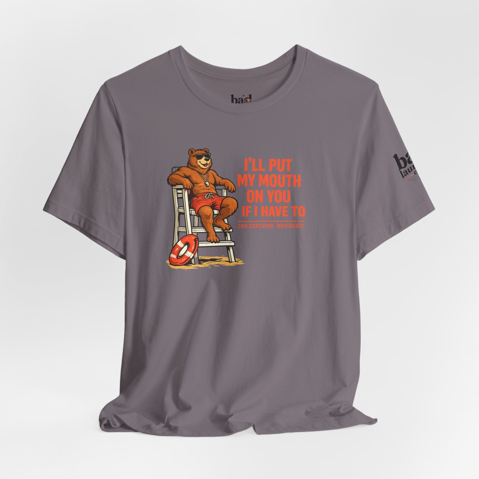 Funny Lifeguard Bear T-Shirt for Men | I'll Put My Mouth on You If I Have To CPR Certified Obviously | Gay Bear Humor Tee - Image 45