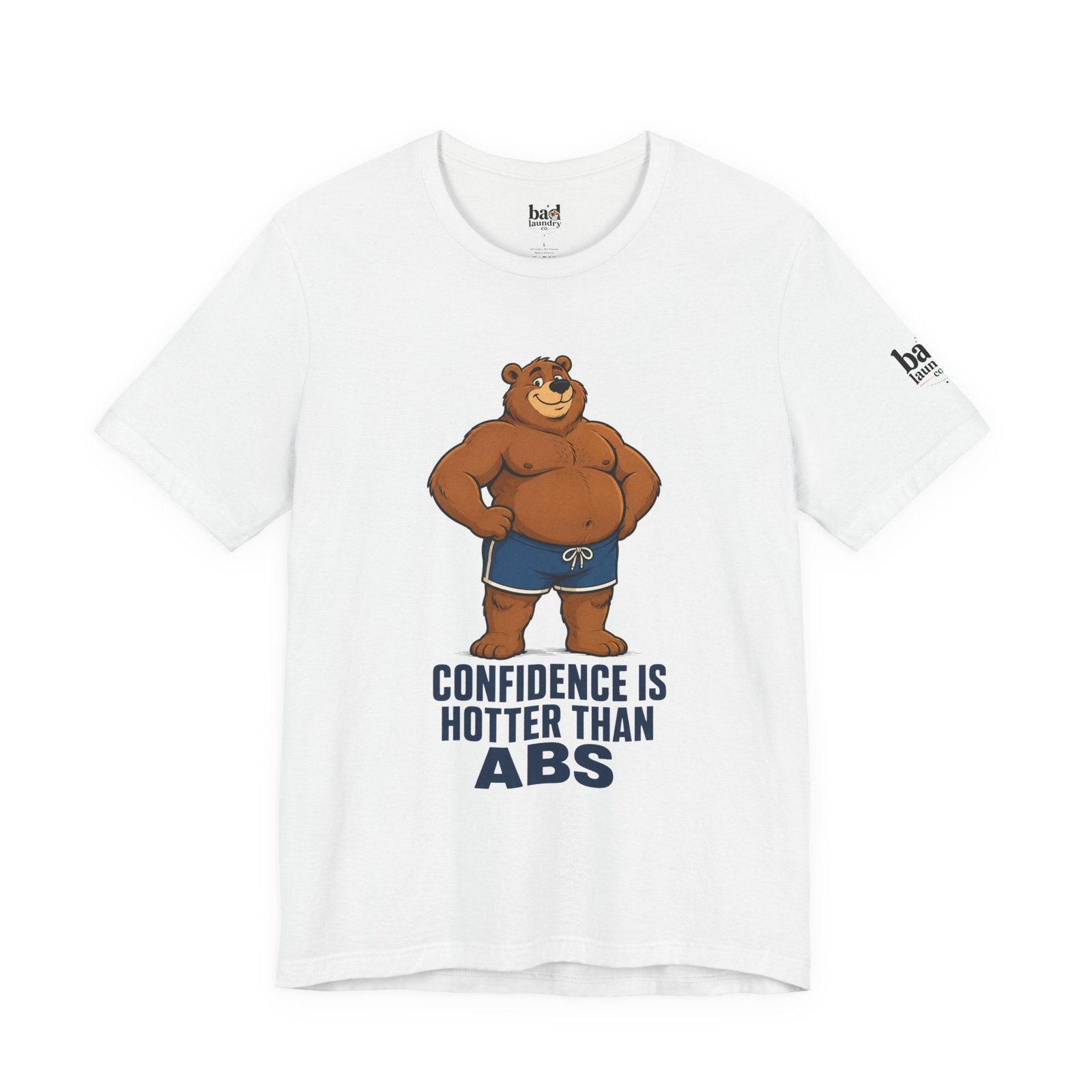 Confidence Is Hotter Than Abs Bear T-Shirt for Men | Funny Body Positive Bear Graphic Tee | Gay Bear Pride Shirt