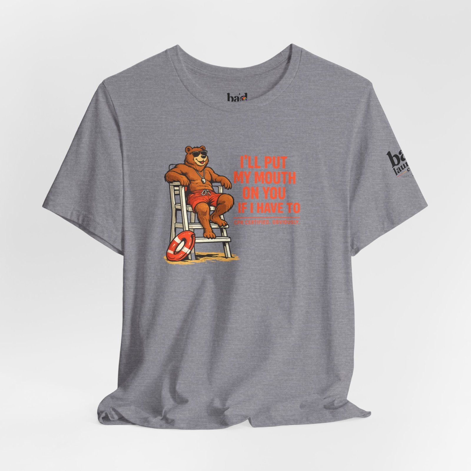 Funny Lifeguard Bear T-Shirt for Men | I'll Put My Mouth on You If I Have To CPR Certified Obviously | Gay Bear Humor Tee - Image 36